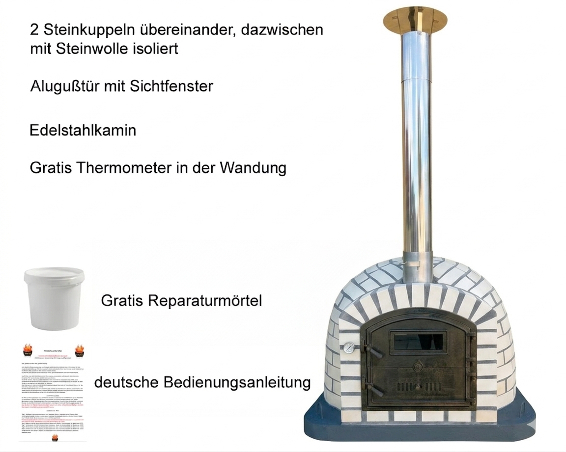 Monviso Holzbackofen – 110 cm Ziegelofen